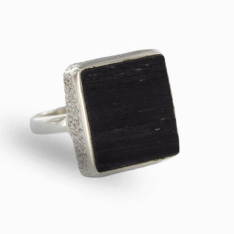 Amazon.com: Black Tourmaline Ring | Raw Black Tourmaline Silver Ring |  October Birthstone | Genuine Rough Tourmaline Handmade Ring | Sterling  Silver 925 (9) : Handmade Products